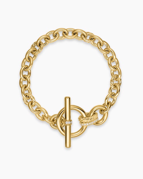 Womens DY Mercer Toggle Chain Bracelet in 18K Yellow Gold with Diamonds, 8mm