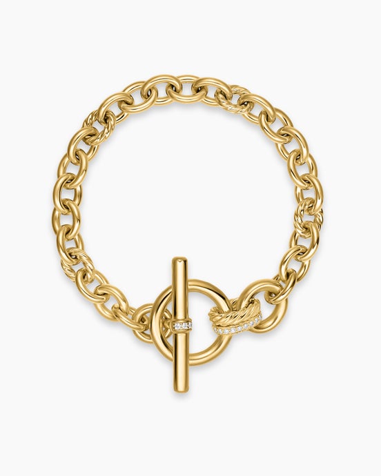 DY Mercer® Toggle Chain Bracelet in 18K Yellow Gold with Diamonds, 8mm