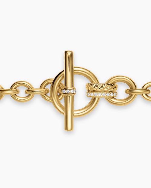 Womens DY Mercer® Toggle Chain Bracelet in 18K Yellow Gold with Diamonds, 8mm