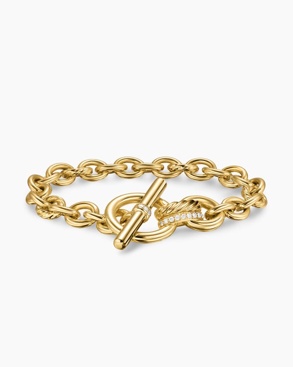 DY Mercer Toggle Chain Bracelet in 18K Yellow Gold with Diamonds, 8mm