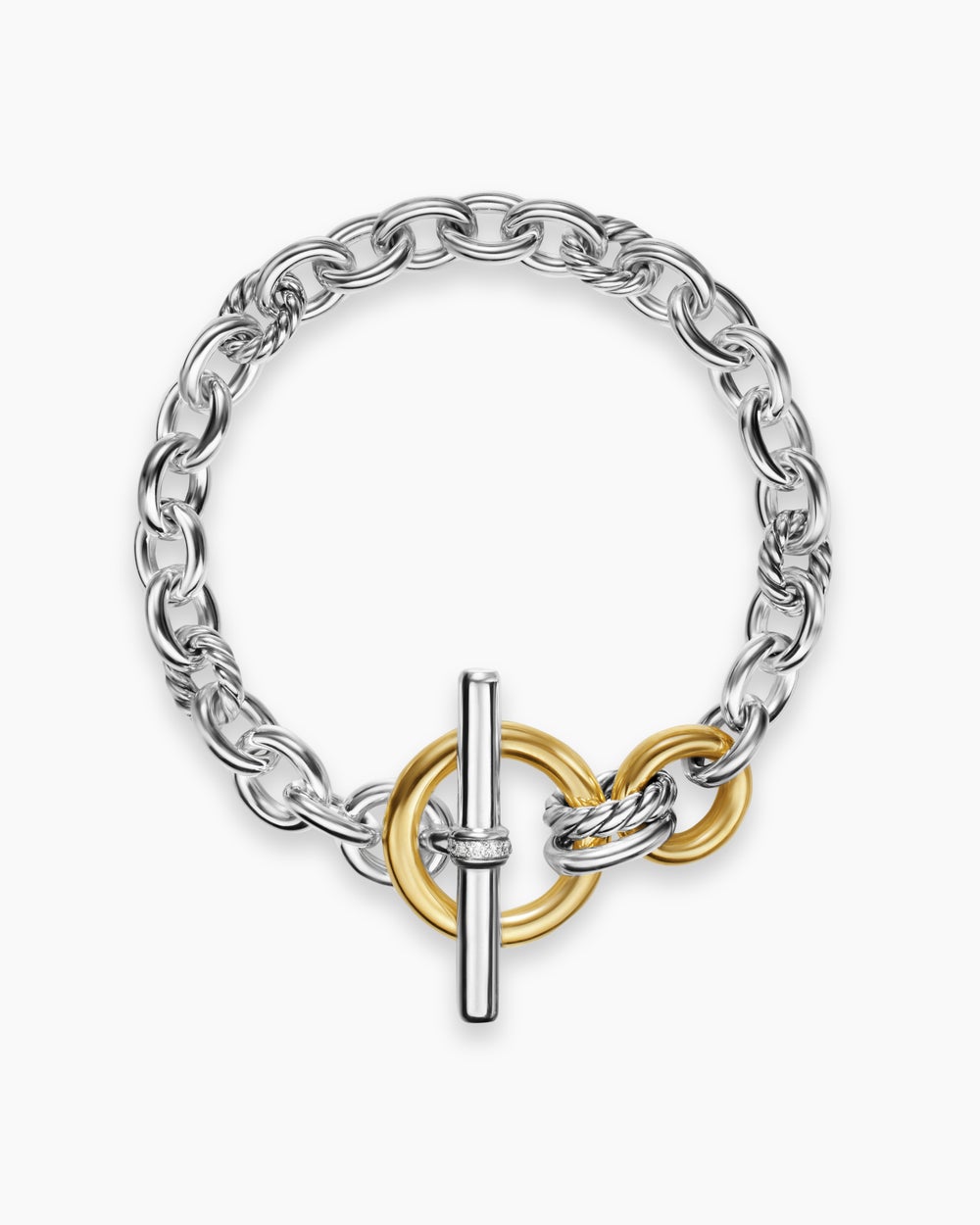 Bracelet chaîne à fermoir en T DY Mercer en argent sterling avec or jaune 18 carats et diamants, 8 mm femmes
