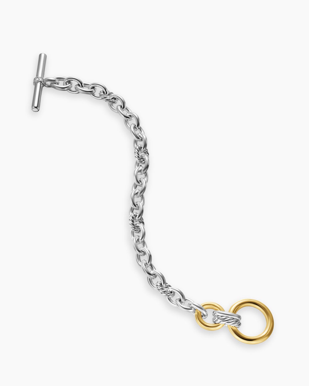 Bracelet chaîne à fermoir en T DY Mercer en argent sterling avec or jaune 18 carats et diamants, 8 mm femmes