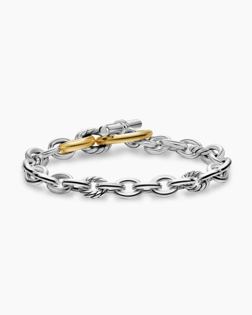 Womens DY Mercer® Toggle Chain Bracelet in Sterling Silver with 18ct Yellow Gold and Diamonds, 8mm