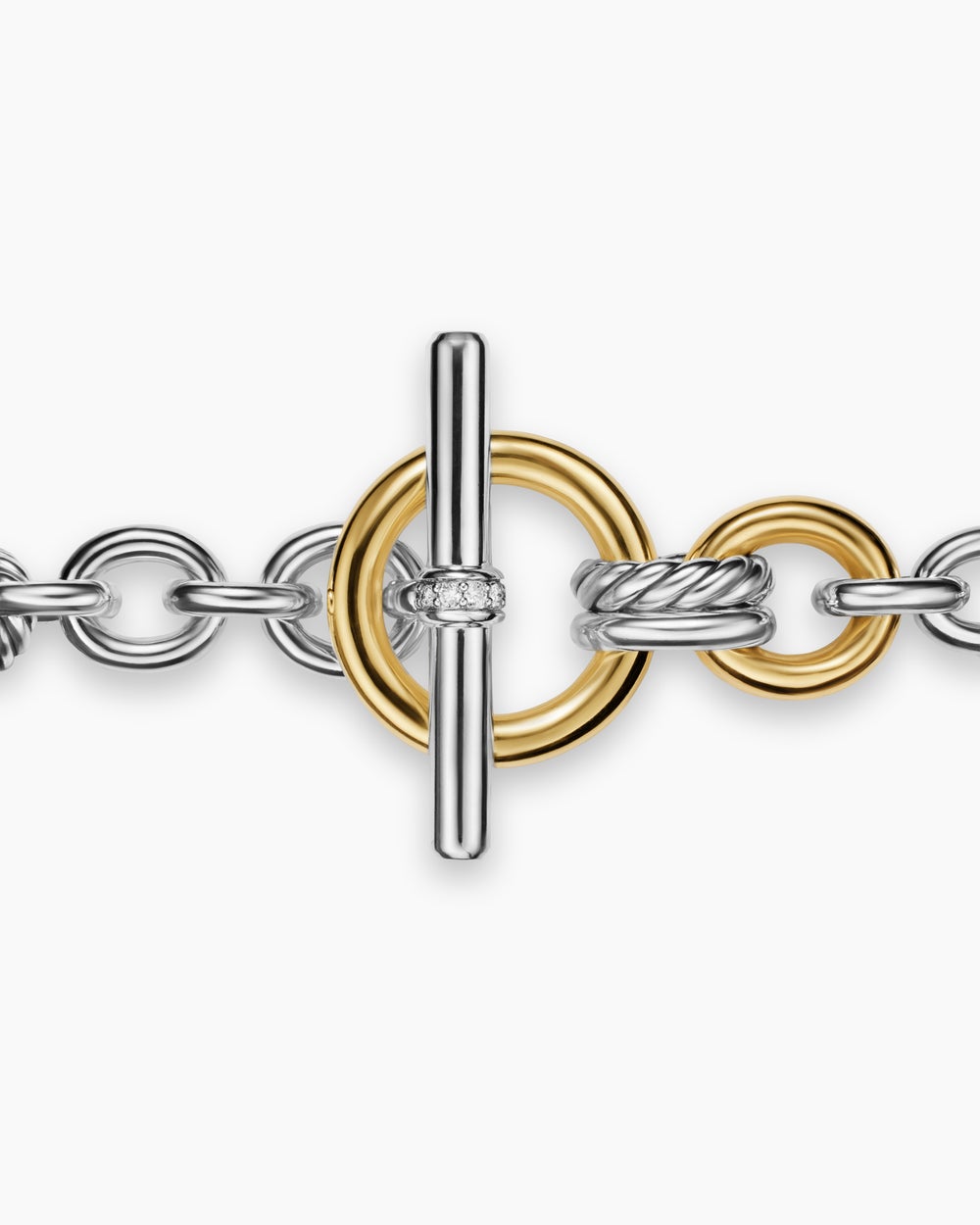 Bracelet chaîne à fermoir en T DY Mercer en argent sterling avec or jaune 18 carats et diamants, 8 mm femmes