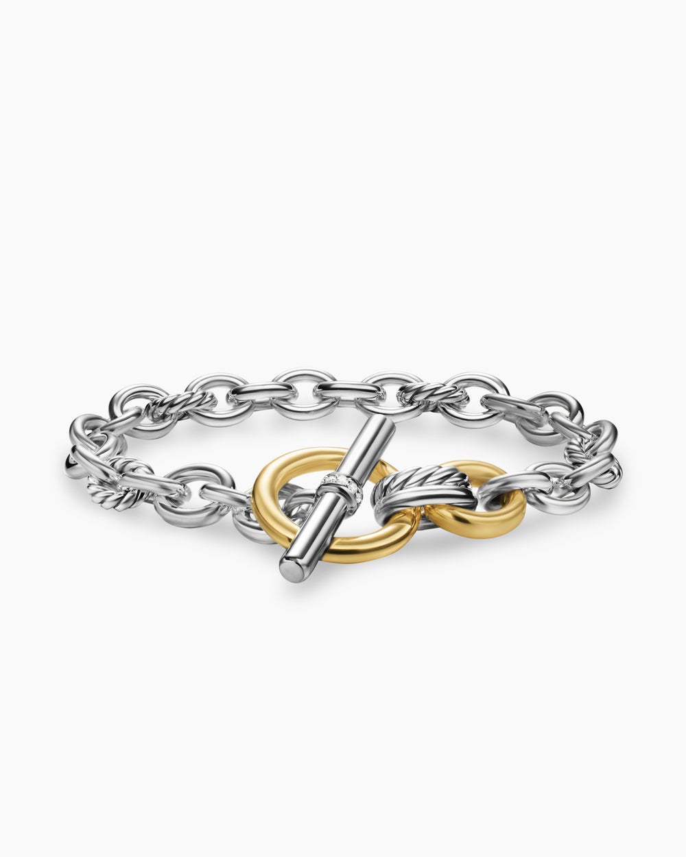 Bracelet chaîne à fermoir en T DY Mercer en argent sterling avec or jaune 18 carats et diamants, 8 mm femmes