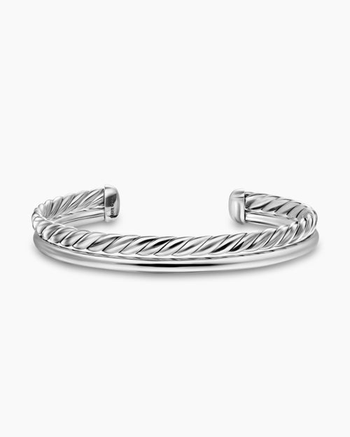 Womens DY Mercer Two Row Cuff Bracelet in Sterling Silver, 8mm