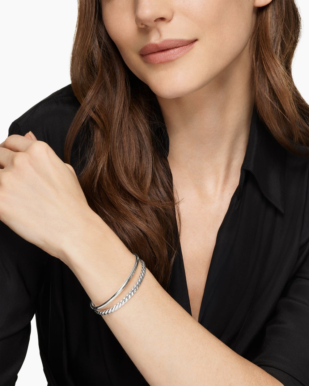 Womens DY Mercer® Two Row Cuff Bracelet in Sterling Silver, 8mm