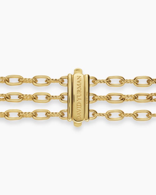 Womens DY Madison Pavé Bead Multi Row Chain Bracelet in 18K Yellow Gold, 15mm