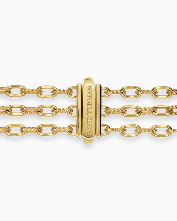 DY Madison Pavé Bead Multi Row Chain Bracelet in 18K Yellow Gold, 15mm
