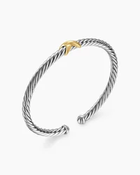 Cable Flex X Station Bracelet in Sterling Silver with 14K Yellow Gold, 4mm