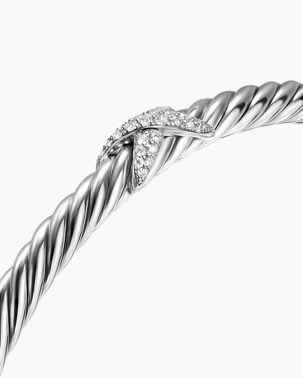 Womens Cable Flex X Station Bracelet in Sterling Silver with Diamonds, 4mm