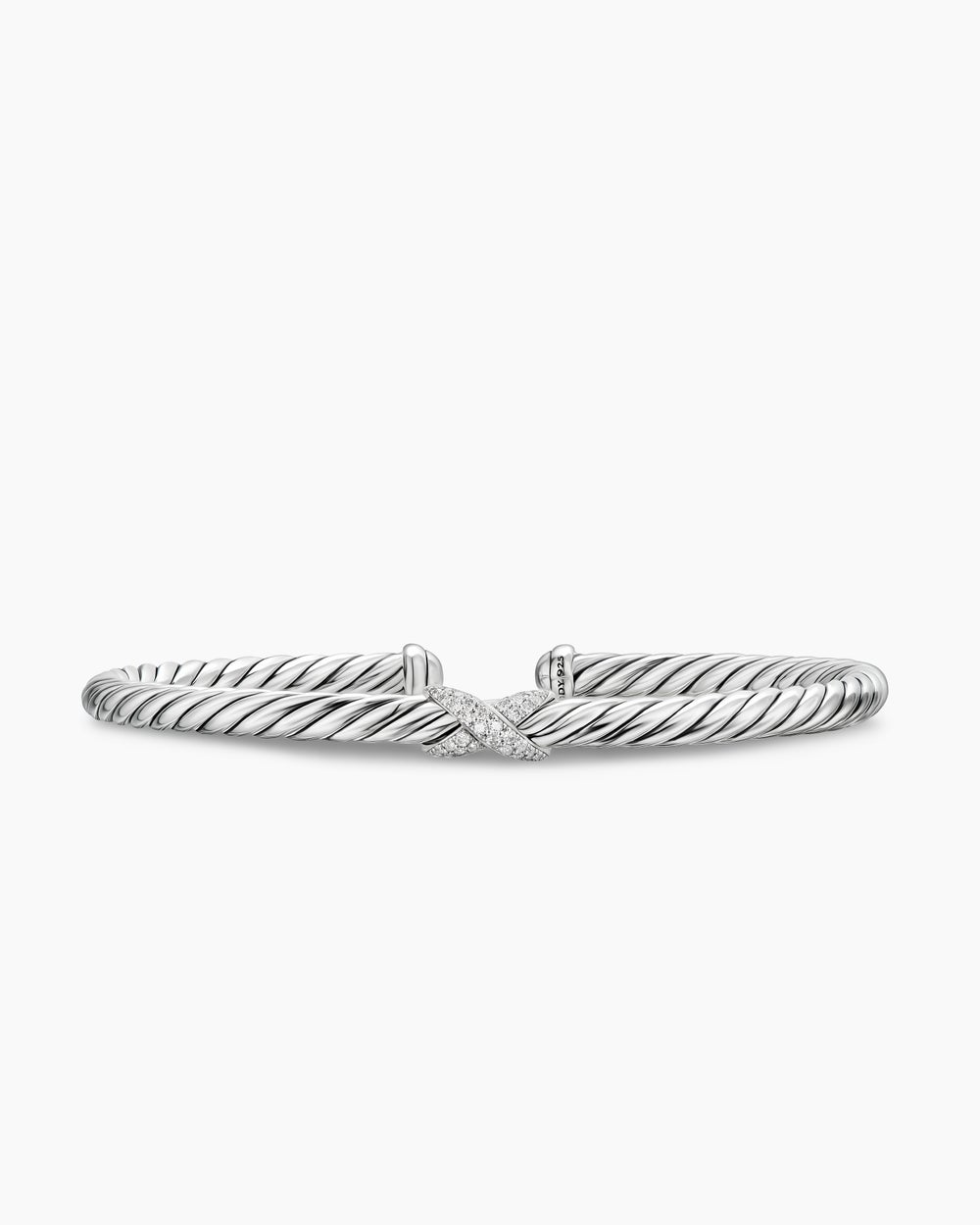 Womens Cable Flex X Station Bracelet in Sterling Silver with Diamonds, 4mm