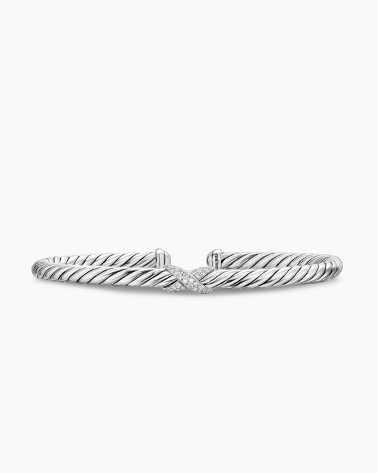 Cable Flex® X Station Bracelet in Sterling Silver with Diamonds, 4mm
