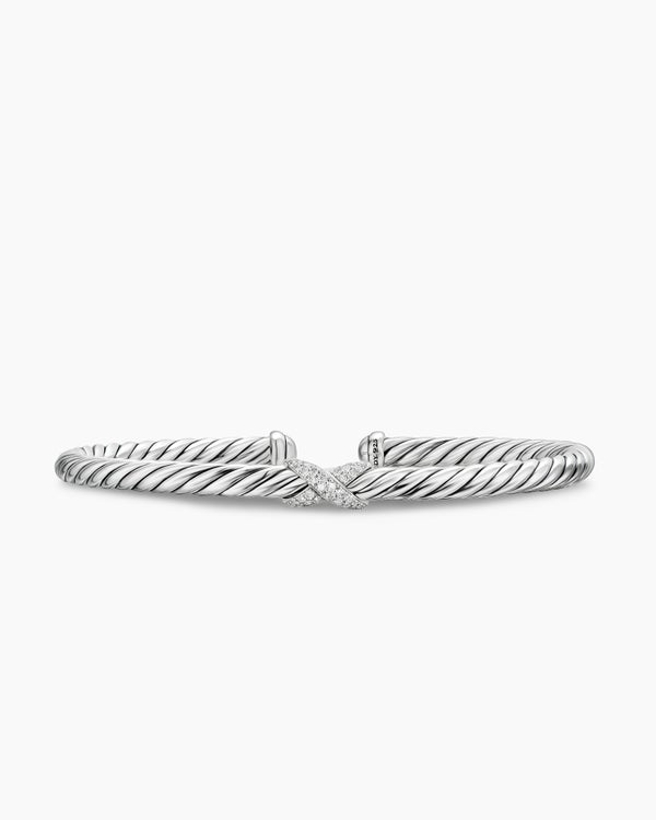 Cable Flex X Station Bracelet in Sterling Silver with Diamonds, 4mm