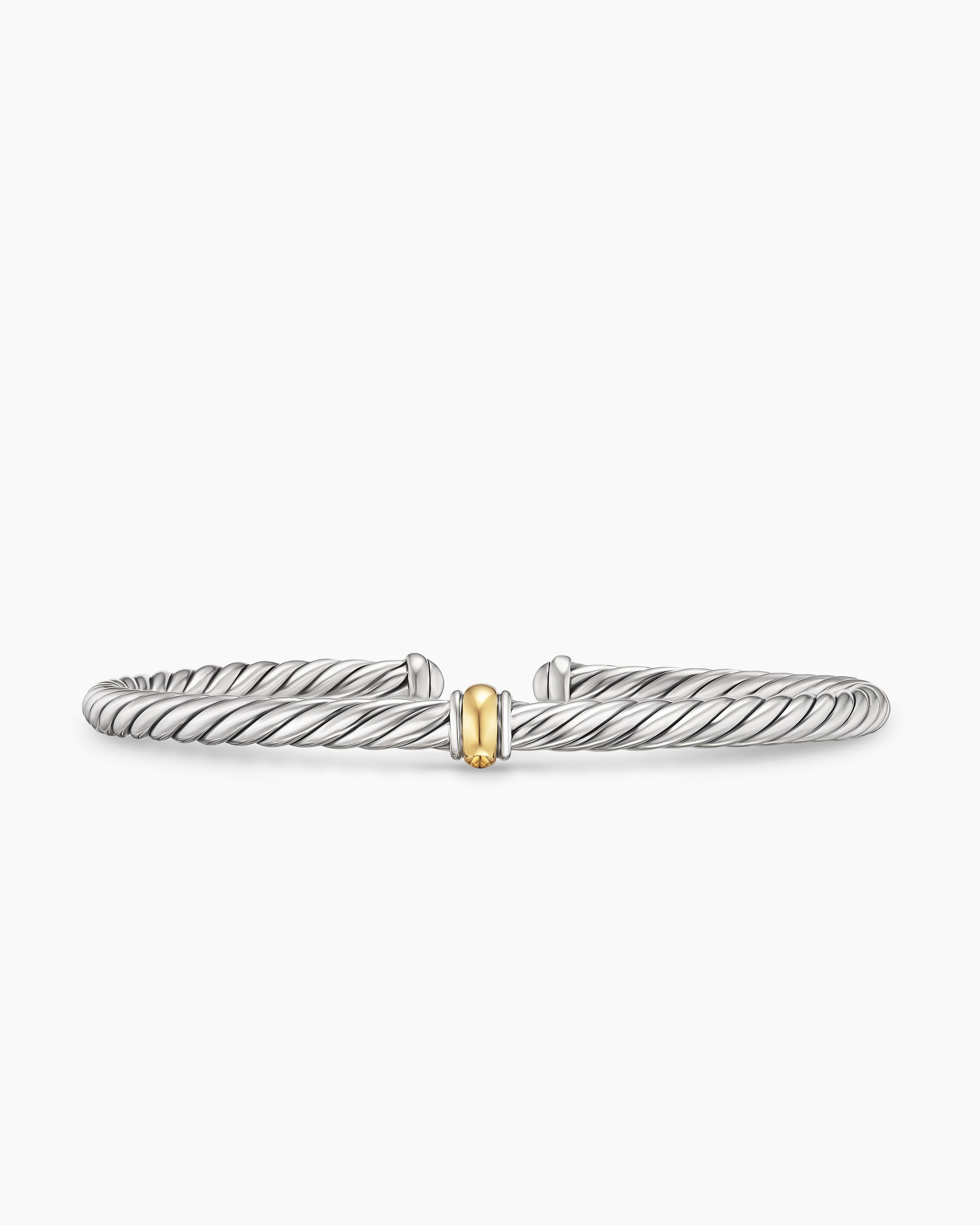 David Yurman Cable Flex® Station Bracelet in Sterling Silver with 14K Yellow Gold, 4mm