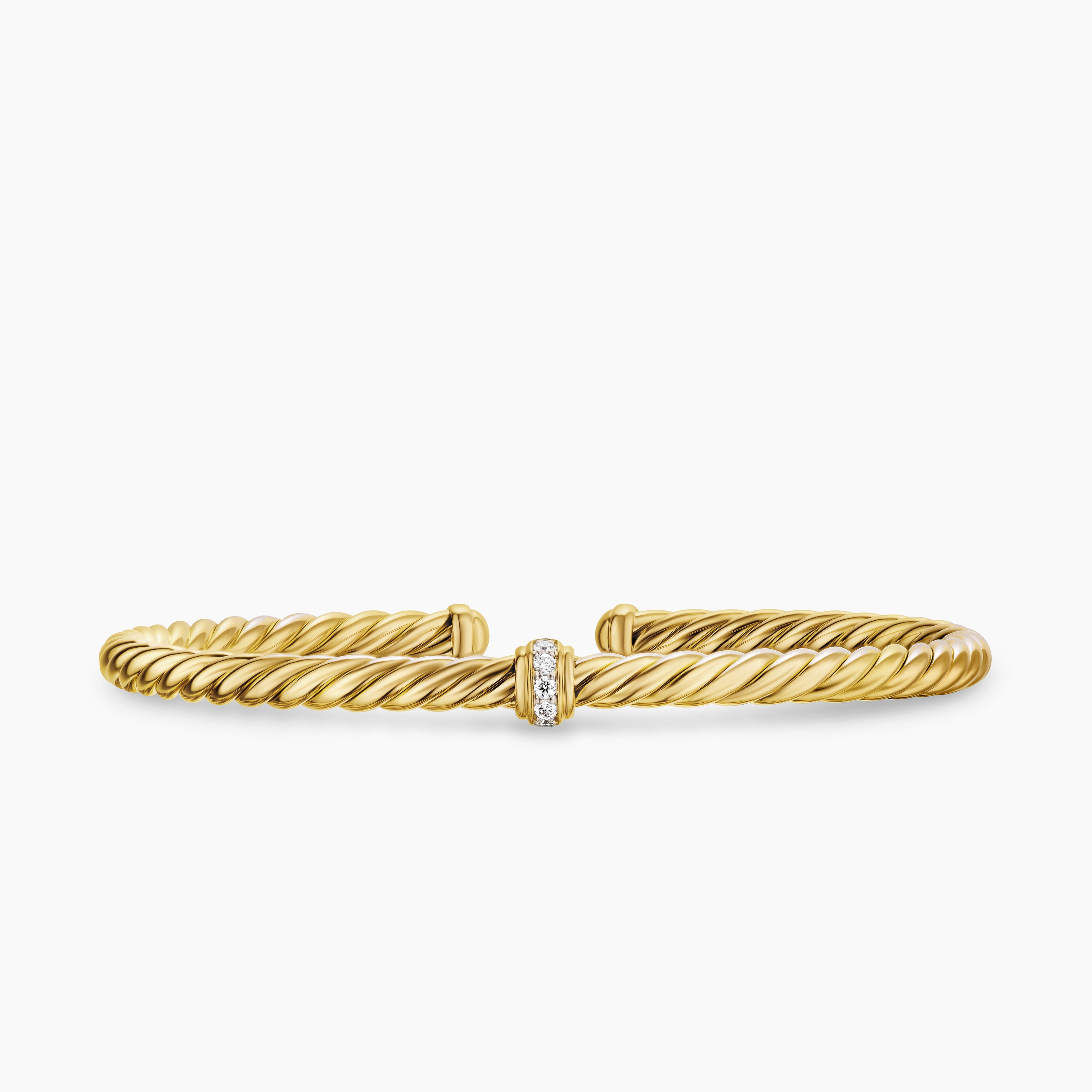 Bracelet &agrave; motif intercal&eacute; Cablespira Flex en or jaune 18 carats avec diamants, 4 mm femmes 