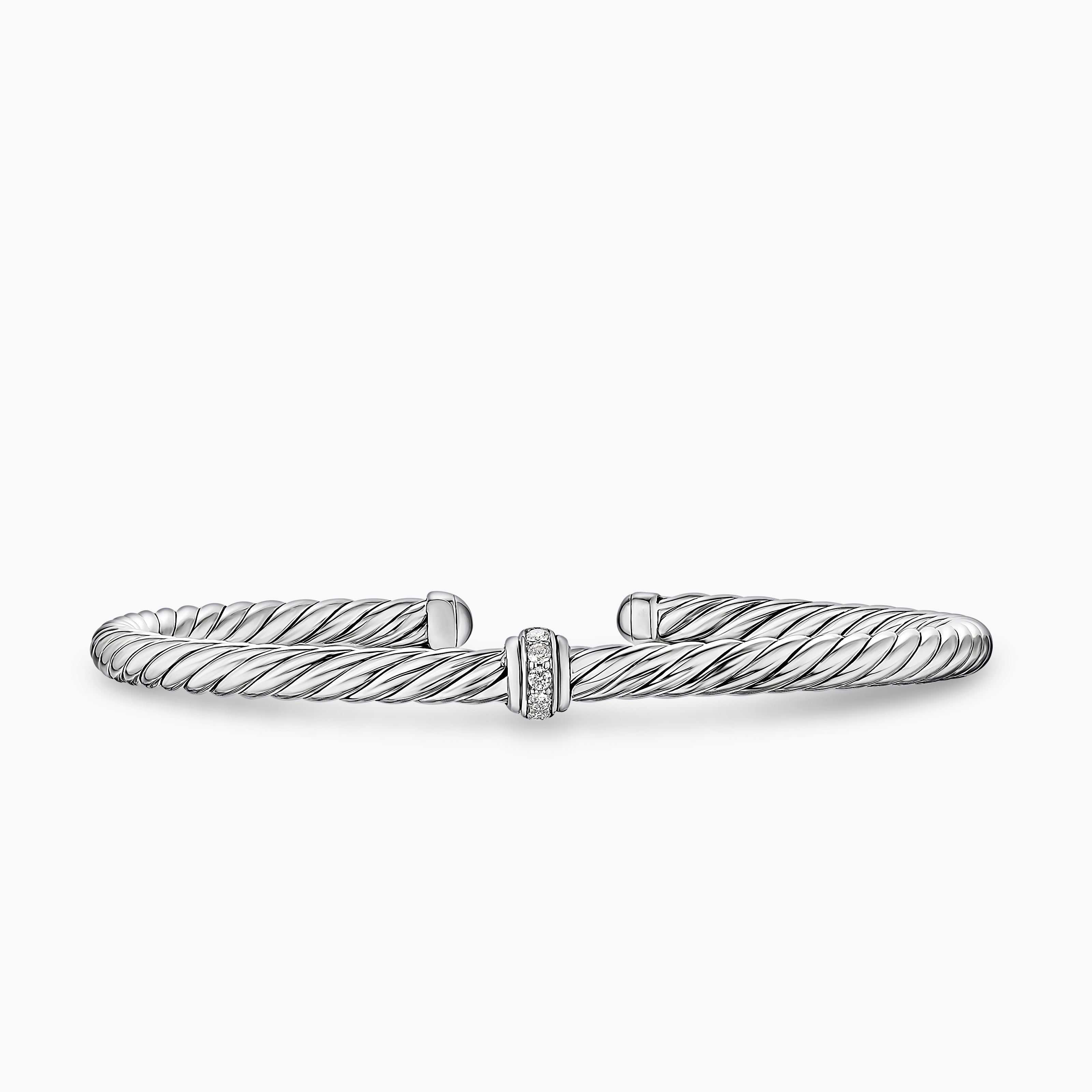 Bracelet &agrave; motif intercal&eacute; Cable Flex en Argent sterling avec diamants, 4mm femmes 