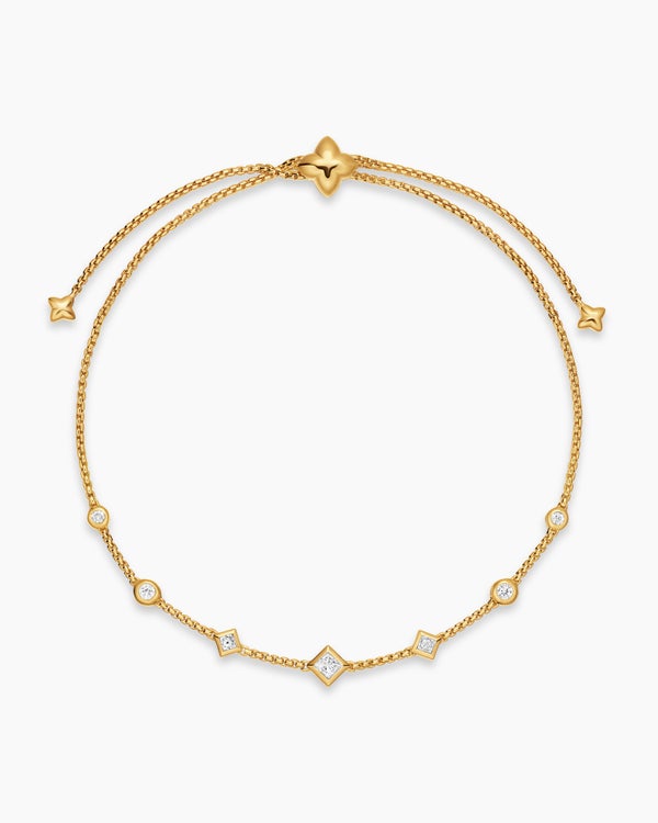 Petite Modern Renaissance® Station Chain Bracelet in 18K Yellow Gold with Diamonds, 7.5mm