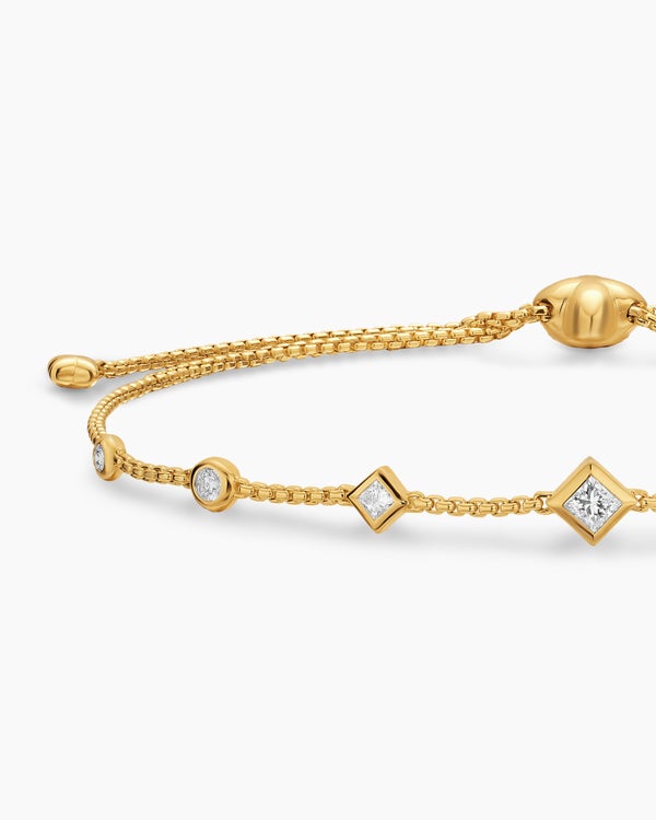 Petite Modern Renaissance® Station Chain Bracelet in 18K Yellow Gold with Diamonds, 7.5mm