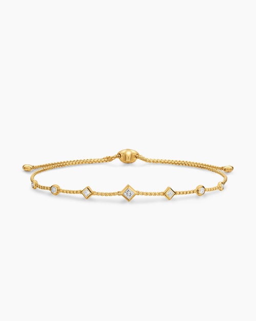 Womens Petite Modern Renaissance® Station Chain Bracelet in 18K Yellow Gold with Diamonds, 7.5mm