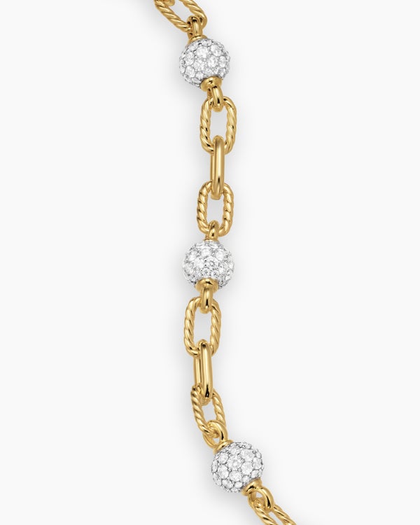 DY Madison Pavé Bead Chain Bracelet in 18K Yellow Gold, 6mm