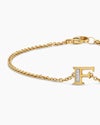 Petite Pavé Initial Chain Bracelet in 18K Yellow Gold with Diamond F Petite Pavé Initial Chain Bracelet in 18K Yellow Gold with Diamond F