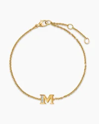 Petite Pavé Initial Chain Bracelet in 18K Yellow Gold with Diamond M