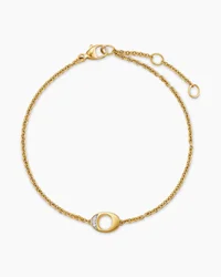 Petite Pavé Initial Chain Bracelet in 18K Yellow Gold with Diamond O