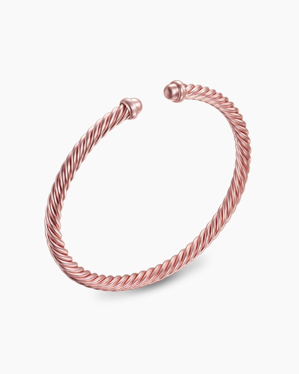 Classic Cable Bracelet in Green Aluminum, 4mm