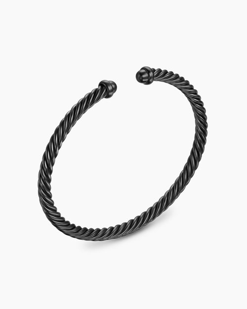 Womens Classic Cable Bracelet in Black Aluminum, 4mm