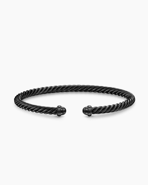 Womens Classic Cable Bracelet in Black Aluminum, 4mm