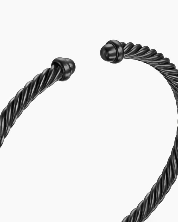 Classic Cable Bracelet in Black Aluminum, 4mm