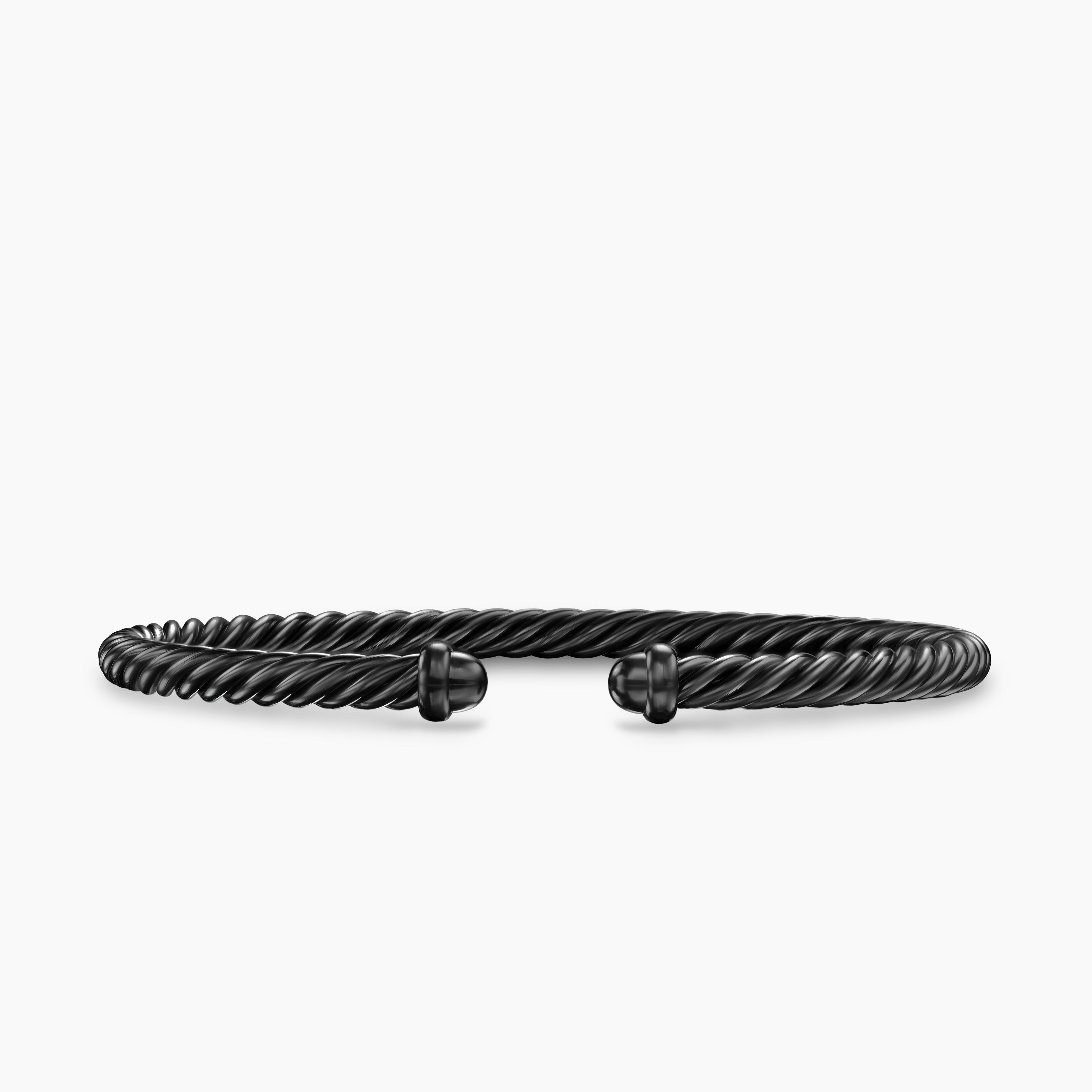 Womens Classic Cable Bracelet in Black Aluminum, 4mm