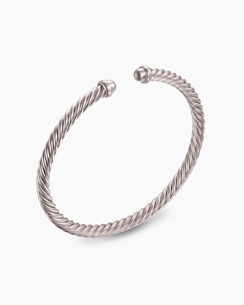 Womens Classic Cable Bracelet in Sand Aluminum, 4mm