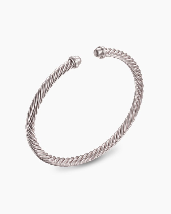 Classic Cable Bracelet in Sand Aluminum, 4mm