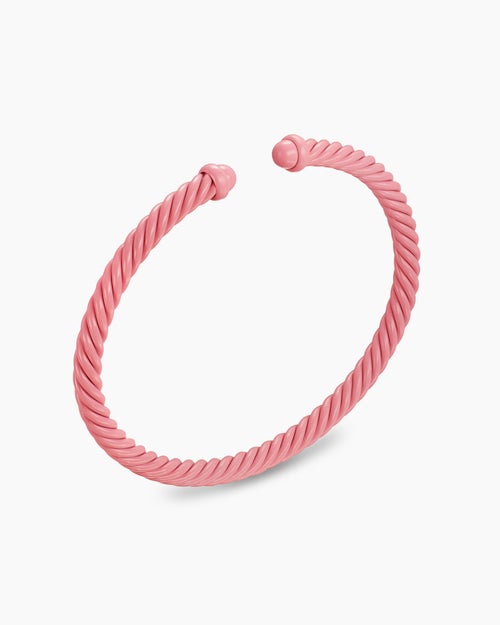 Womens Classic Cable Bracelet in Pink Aluminum, 4mm