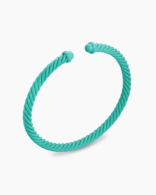Womens Classic Cable Bracelet in Turquoise Aluminum, 4mm
