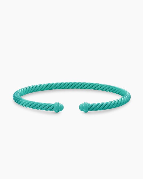 Womens Classic Cable Bracelet in Turquoise Aluminum, 4mm