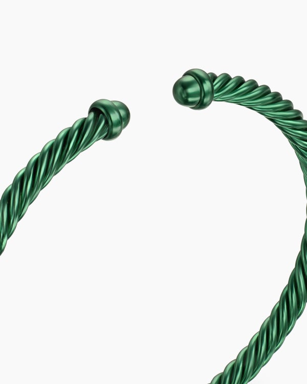 Classic Cable Bracelet in Green Aluminum, 4mm