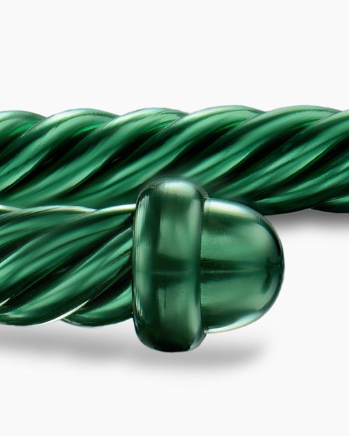 Womens Classic Cable Bracelet in Green Aluminum, 4mm