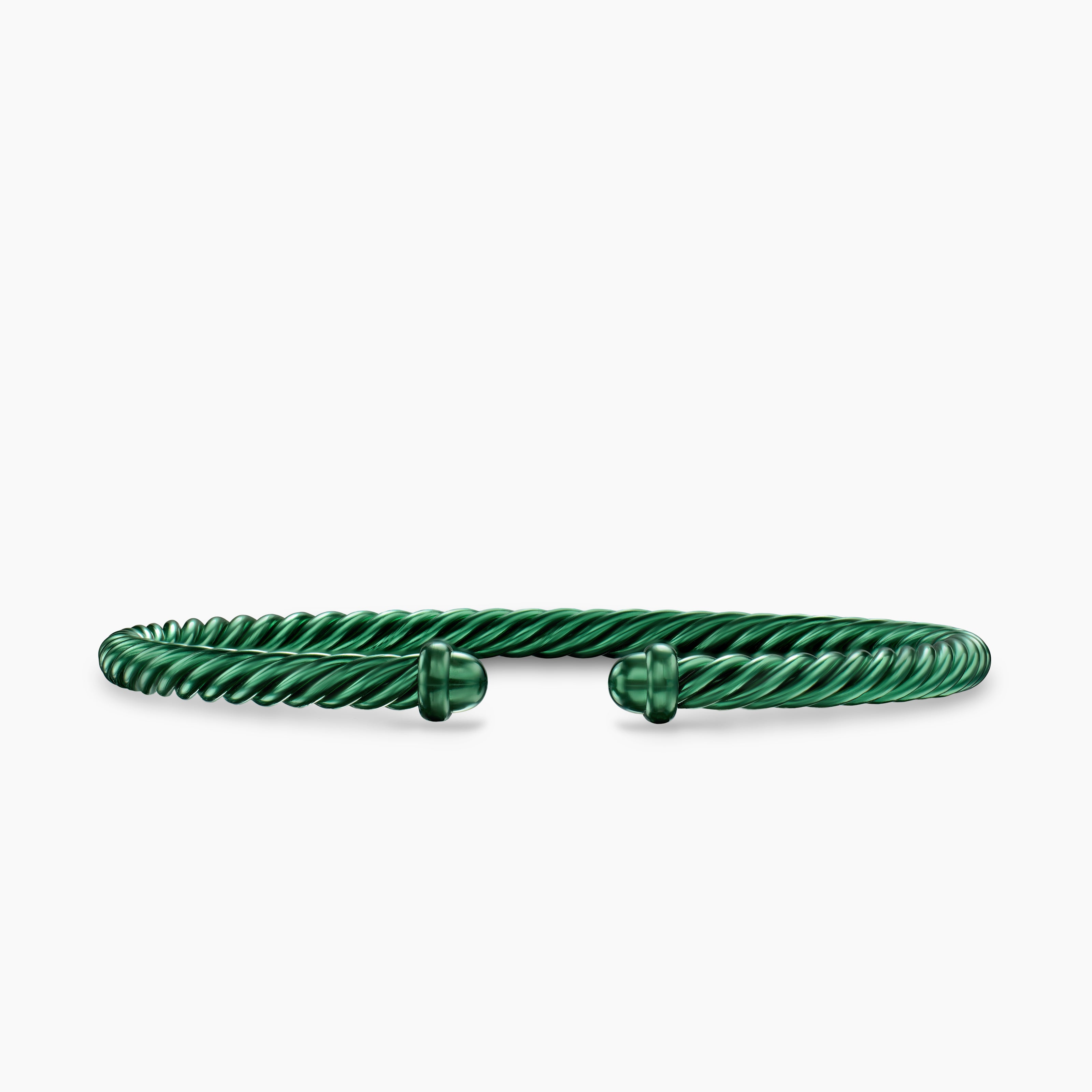 Womens Classic Cable Bracelet in Green Aluminum, 4mm