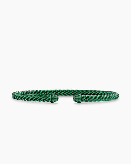 Womens Classic Cable Bracelet in Green Aluminum, 4mm