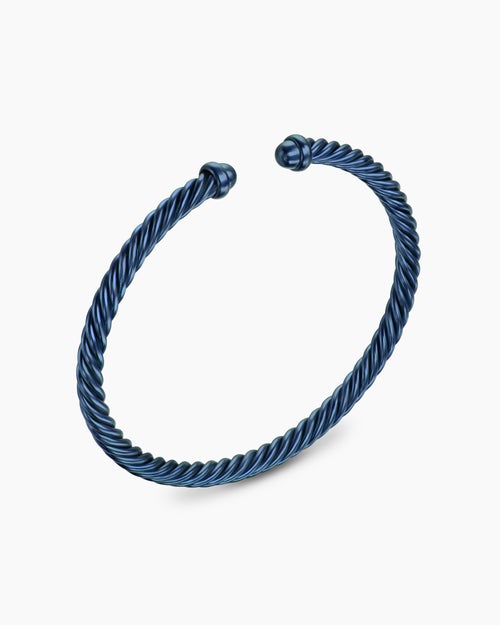Womens Classic Cable Bracelet in Navy Aluminum, 4mm