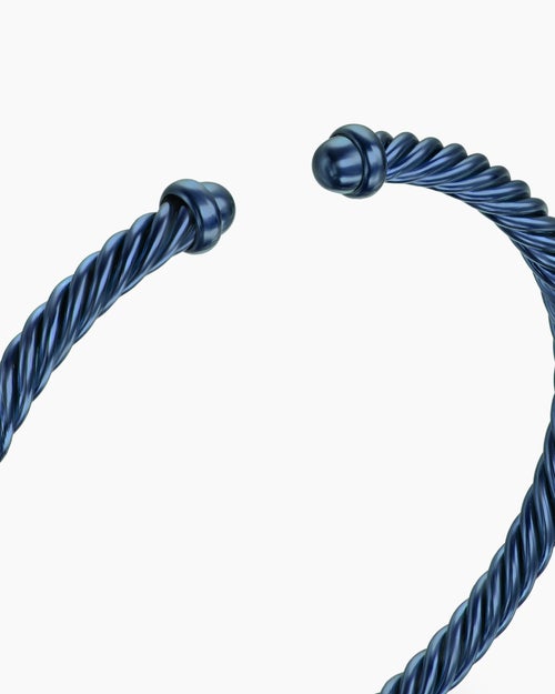 Womens Classic Cable Bracelet in Navy Aluminum, 4mm