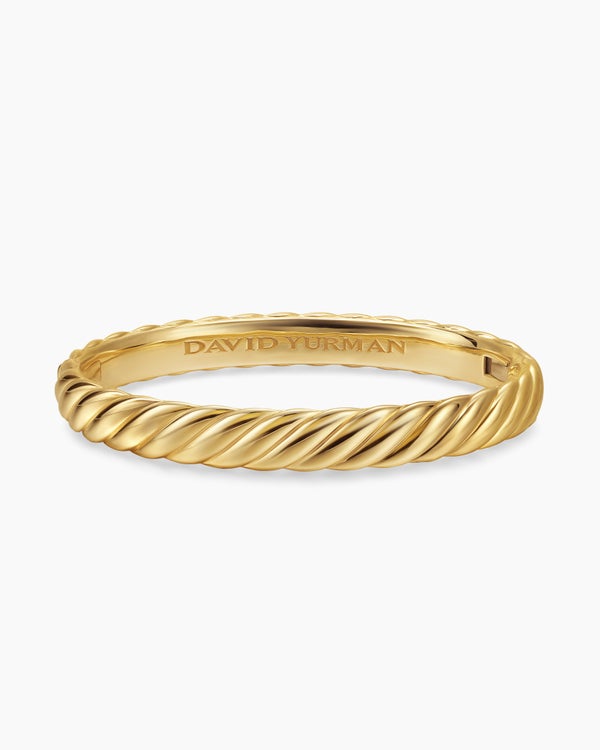 Sculpted Cable Bangle Bracelet in 18K Yellow Gold, 8mm