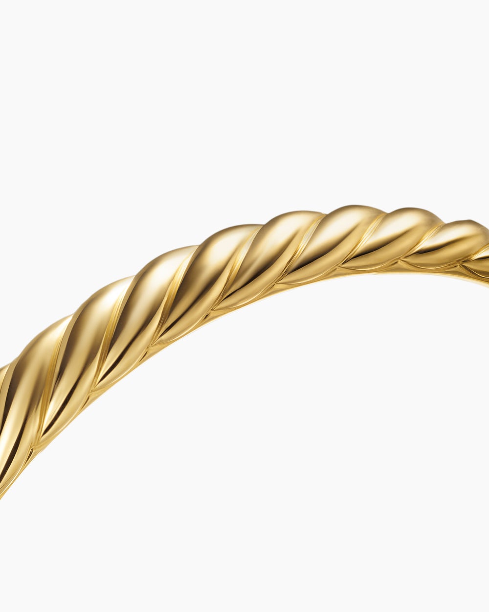 Womens Sculpted Cable Bangle Bracelet in 18K Yellow Gold, 8mm