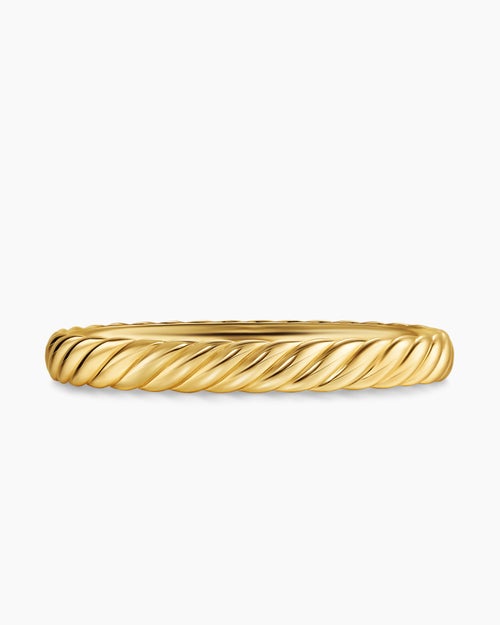 Womens Sculpted Cable Bangle Bracelet in 18K Yellow Gold, 8mm