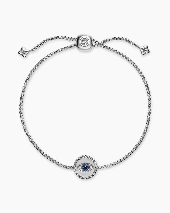 Cable Collectibles® Evil Eye Bracelet in Sterling Silver with Pavé Blue Sapphires and Diamonds, 11mm
