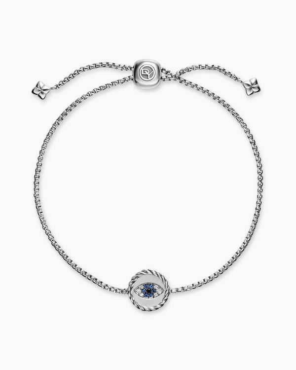 Cable Collectibles® Evil Eye Bracelet in Sterling Silver with Pavé Blue Sapphires and Diamonds, 11mm