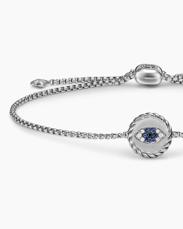 Cable Collectibles® Evil Eye Bracelet in Sterling Silver with Pavé Blue Sapphires and Diamonds, 11mm